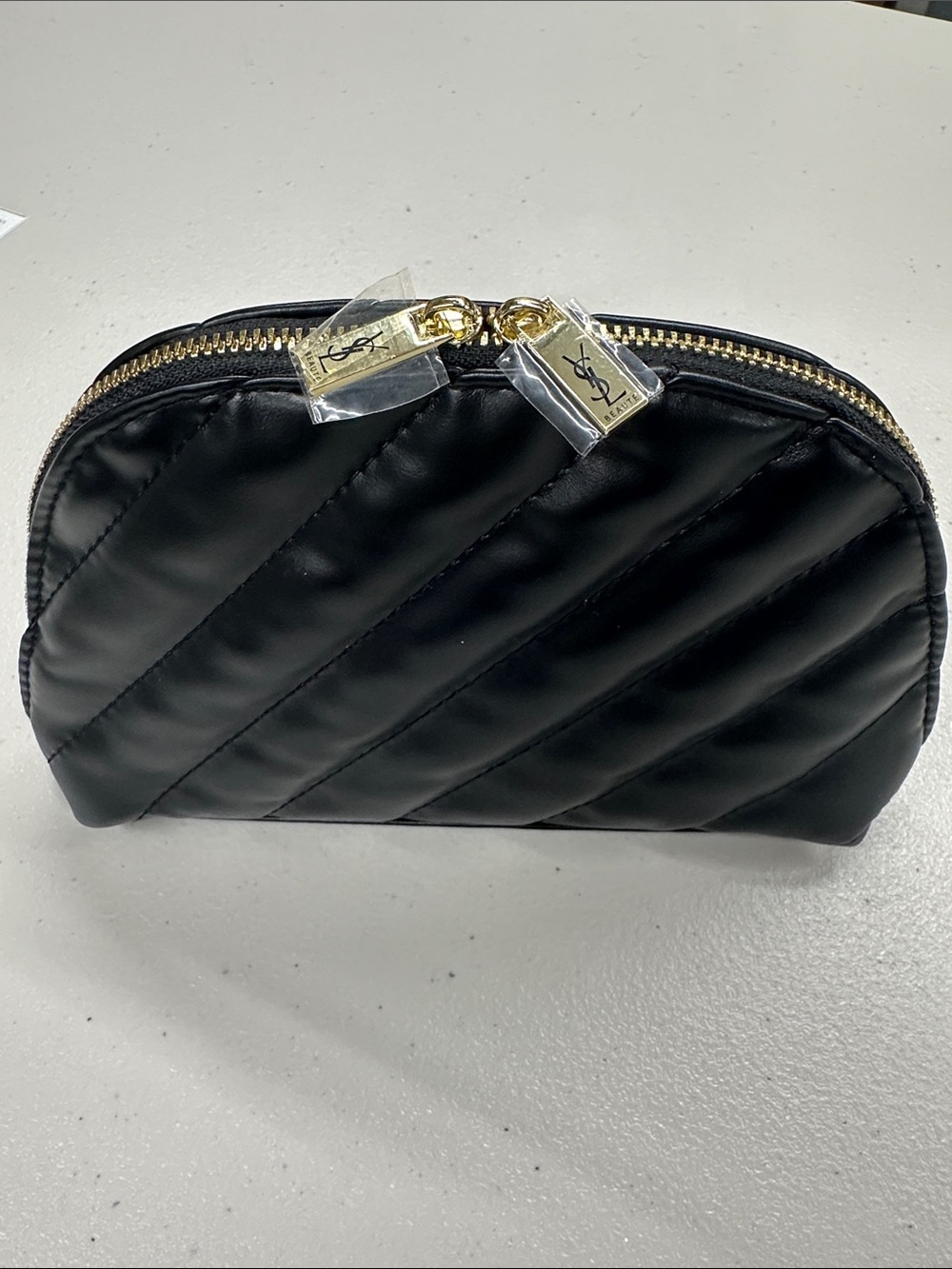 Yves Saint Laurent Beauty Black Quilted Cosmetic Pouch 8.6x5x2